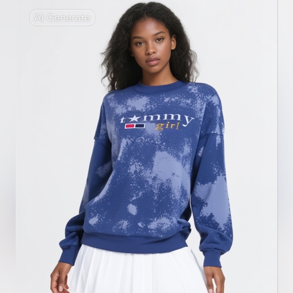 Tommy Hilfiger Vintage Tie Dye Tommy Girl Embroided Sweatshirt